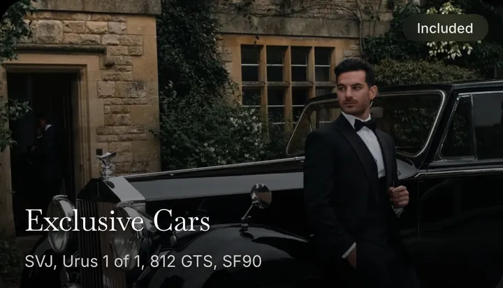 Exclusive cars in the app